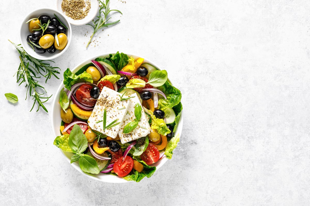 Fresh healthy vegetable Mediterranean food salad